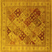 Square Machine Washable Oriental Yellow Industrial Rug, wshurb512yw