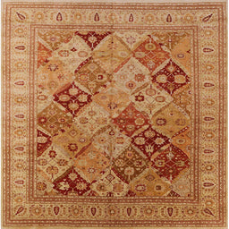 Square Mid-Century Modern Orange Oriental Rug, urb512