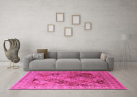 Machine Washable Oriental Pink Industrial Rug, wshurb512pnk