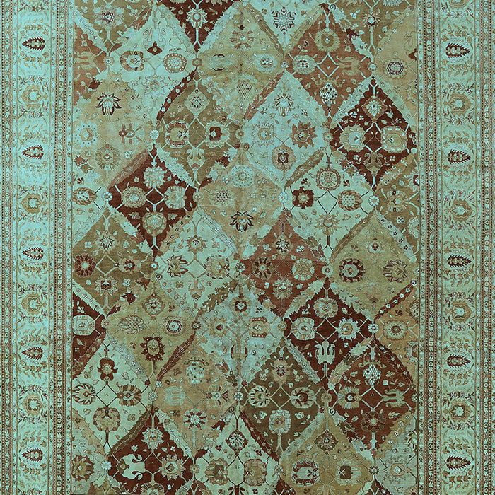 Machine Washable Oriental Light Blue Industrial Rug, wshurb512lblu