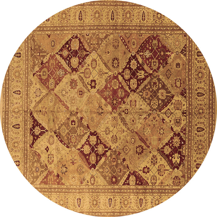 Round Oriental Brown Industrial Rug, urb512brn