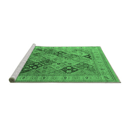 Sideview of Machine Washable Oriental Emerald Green Industrial Area Rugs, wshurb512emgrn