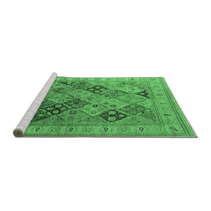 Sideview of Machine Washable Oriental Emerald Green Industrial Area Rugs, wshurb512emgrn