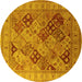 Round Oriental Yellow Industrial Rug, urb512yw