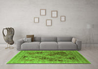 Machine Washable Oriental Green Industrial Rug, wshurb512grn