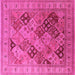 Square Machine Washable Oriental Pink Industrial Rug, wshurb512pnk