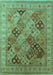 Machine Washable Oriental Turquoise Industrial Area Rugs, wshurb512turq