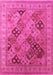 Machine Washable Oriental Pink Industrial Rug, wshurb512pnk