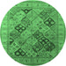 Round Oriental Emerald Green Industrial Rug, urb512emgrn