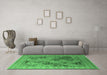 Machine Washable Oriental Emerald Green Industrial Area Rugs in a Living Room,, wshurb512emgrn