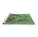 Sideview of Machine Washable Oriental Turquoise Industrial Area Rugs, wshurb512turq