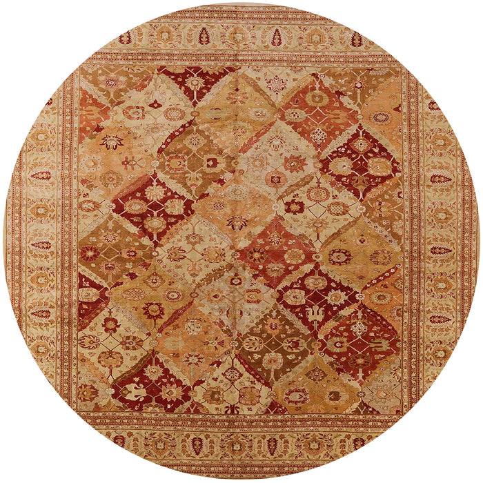 Round Mid-Century Modern Orange Oriental Rug, urb512