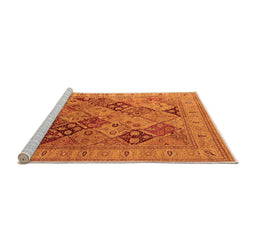 Sideview of Machine Washable Oriental Orange Industrial Area Rugs, wshurb512org