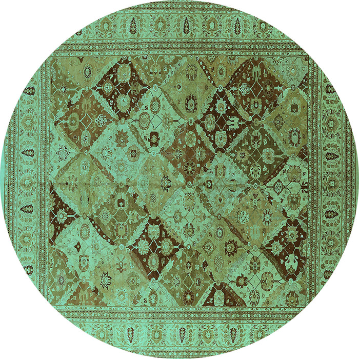 Round Oriental Turquoise Industrial Rug, urb512turq
