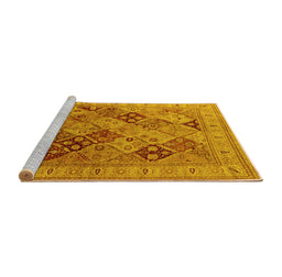 Sideview of Machine Washable Oriental Yellow Industrial Rug, wshurb512yw