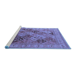 Sideview of Machine Washable Oriental Blue Industrial Rug, wshurb512blu