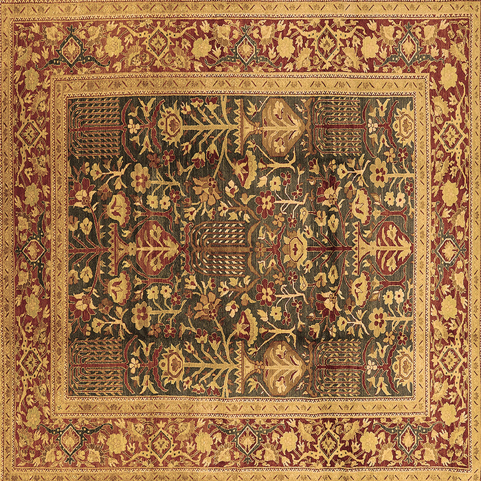 Square Machine Washable Oriental Brown Traditional Rug, wshurb513brn