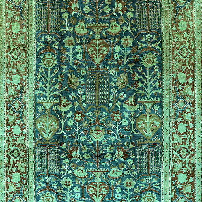 Machine Washable Oriental Turquoise Traditional Area Rugs, wshurb513turq