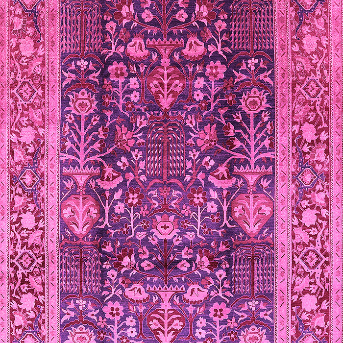 Machine Washable Oriental Pink Traditional Rug, wshurb513pnk