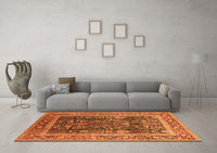 Machine Washable Oriental Orange Traditional Rug, wshurb513org