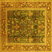 Square Oriental Yellow Traditional Rug, urb513yw