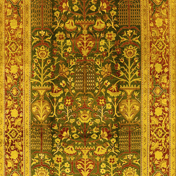 Machine Washable Oriental Yellow Traditional Rug, wshurb513yw