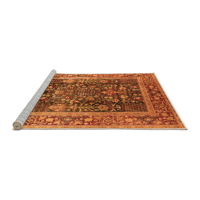 Sideview of Machine Washable Oriental Orange Traditional Area Rugs, wshurb513org