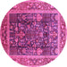 Round Oriental Pink Traditional Rug, urb513pnk