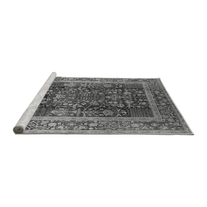 Sideview of Machine Washable Oriental Gray Traditional Rug, wshurb513gry