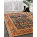 Mid-Century Modern Brown Sand Brown Oriental Rug in Family Room, urb513