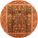 Round Oriental Orange Traditional Rug, urb513org