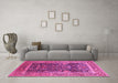 Machine Washable Oriental Pink Traditional Rug in a Living Room, wshurb513pnk