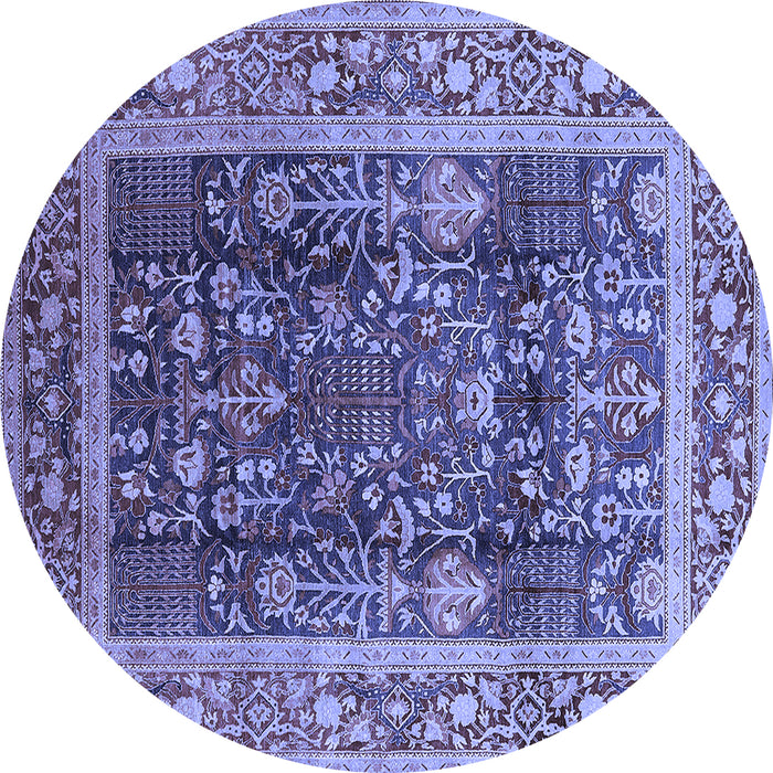 Round Oriental Blue Traditional Rug, urb513blu