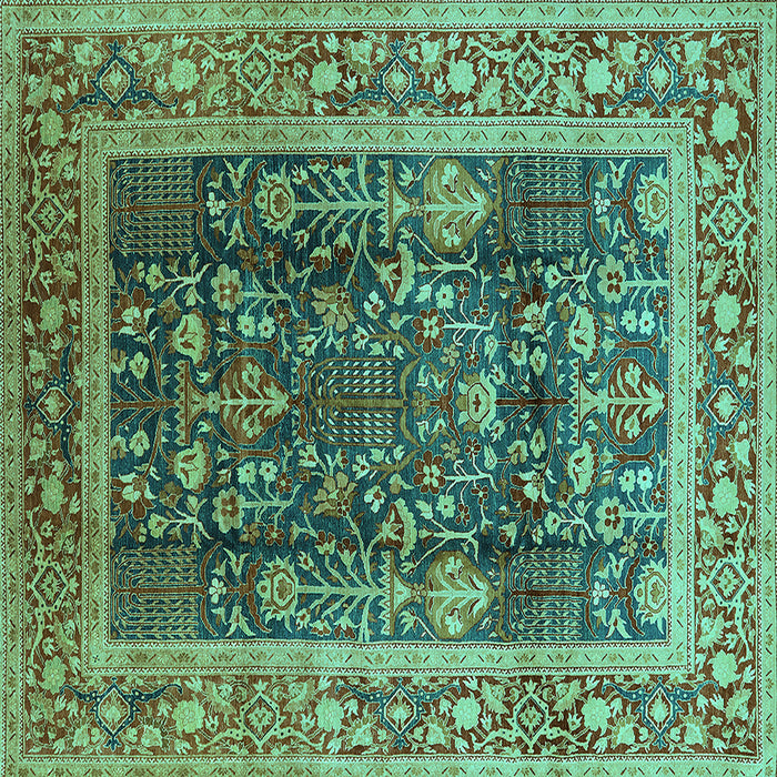 Square Oriental Turquoise Traditional Rug, urb513turq