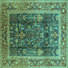 Square Oriental Turquoise Traditional Rug, urb513turq
