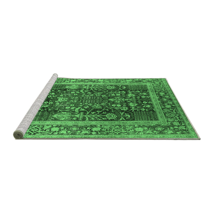 Sideview of Machine Washable Oriental Emerald Green Traditional Area Rugs, wshurb513emgrn