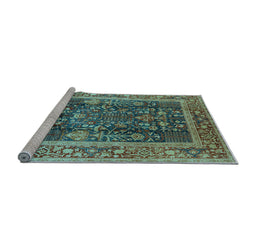 Sideview of Machine Washable Oriental Light Blue Traditional Rug, wshurb513lblu