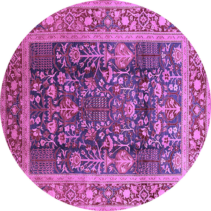 Round Oriental Purple Traditional Rug, urb513pur