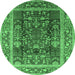 Round Oriental Emerald Green Traditional Rug, urb513emgrn