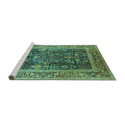 Sideview of Machine Washable Oriental Turquoise Traditional Area Rugs, wshurb513turq