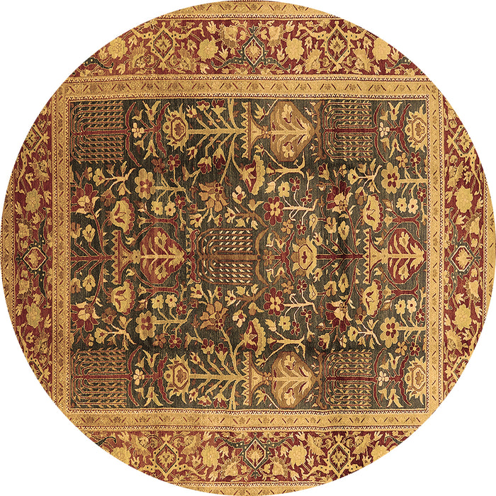 Round Oriental Brown Traditional Rug, urb513brn