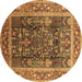 Round Oriental Brown Traditional Rug, urb513brn
