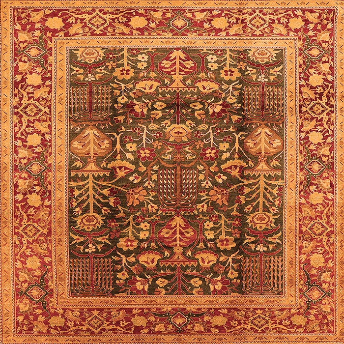 Square Oriental Orange Traditional Rug, urb513org