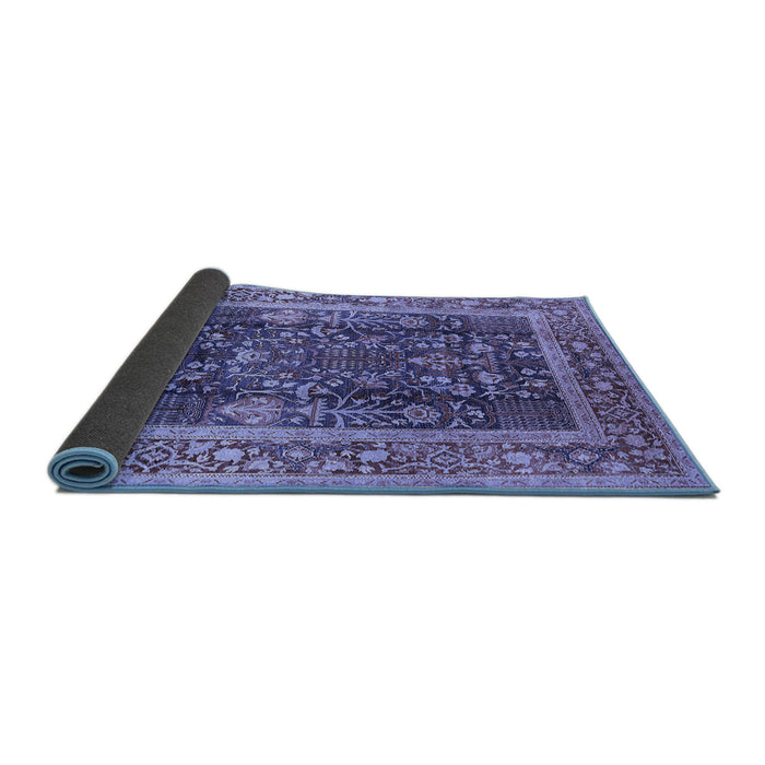Sideview of Oriental Blue Traditional Rug, urb513blu
