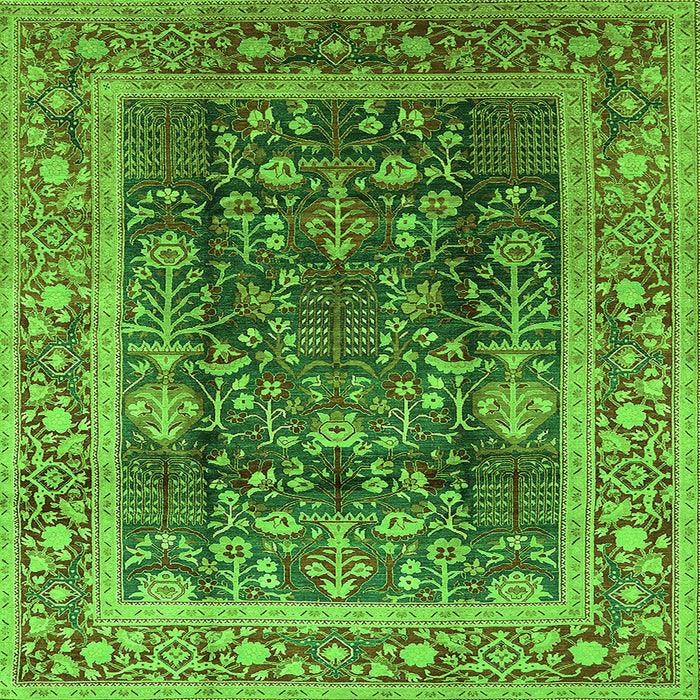 Square Oriental Green Traditional Rug, urb513grn