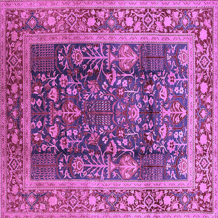 Square Machine Washable Oriental Purple Traditional Area Rugs, wshurb513pur