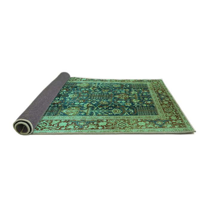 Sideview of Oriental Turquoise Traditional Rug, urb513turq