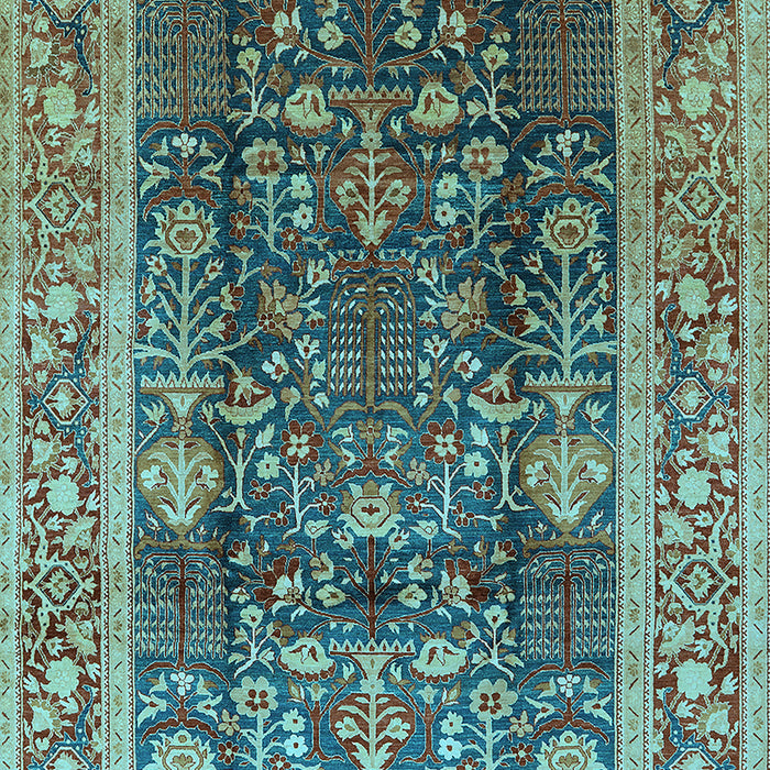 Machine Washable Oriental Light Blue Traditional Rug, wshurb513lblu