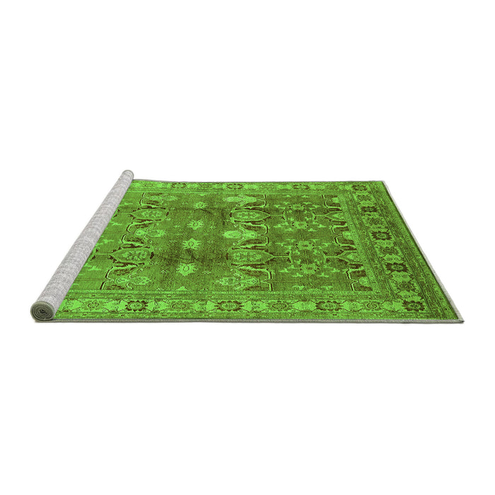 Sideview of Machine Washable Oriental Green Traditional Area Rugs, wshurb514grn