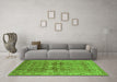 Machine Washable Oriental Green Traditional Area Rugs in a Living Room,, wshurb514grn